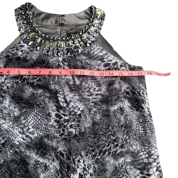 WHBM Halter Dress Sz 0 XS Snakeskin Print Beaded Embellishment Neckline - Picture 5 of 12